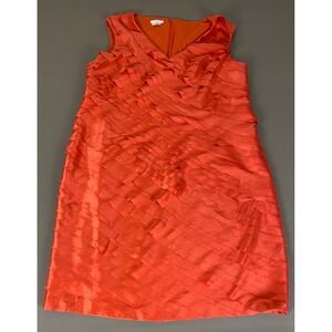 London Times Dress Womens Plus Size 18W Orange Ruffled Sleeveless Party Cocktail